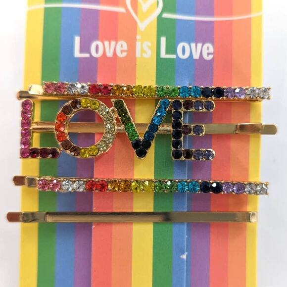 Berry Love Rhinestone Sparkle Barrettes Hair Slides Clips Set - Picture 2 of 4